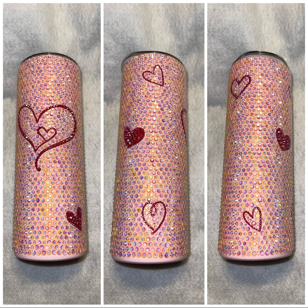 Hearts Bling Rhinestone 20oz Tumbler Cup